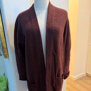 Vince 100% Cashmere Burgundy Wine color cardigan.  Size M.